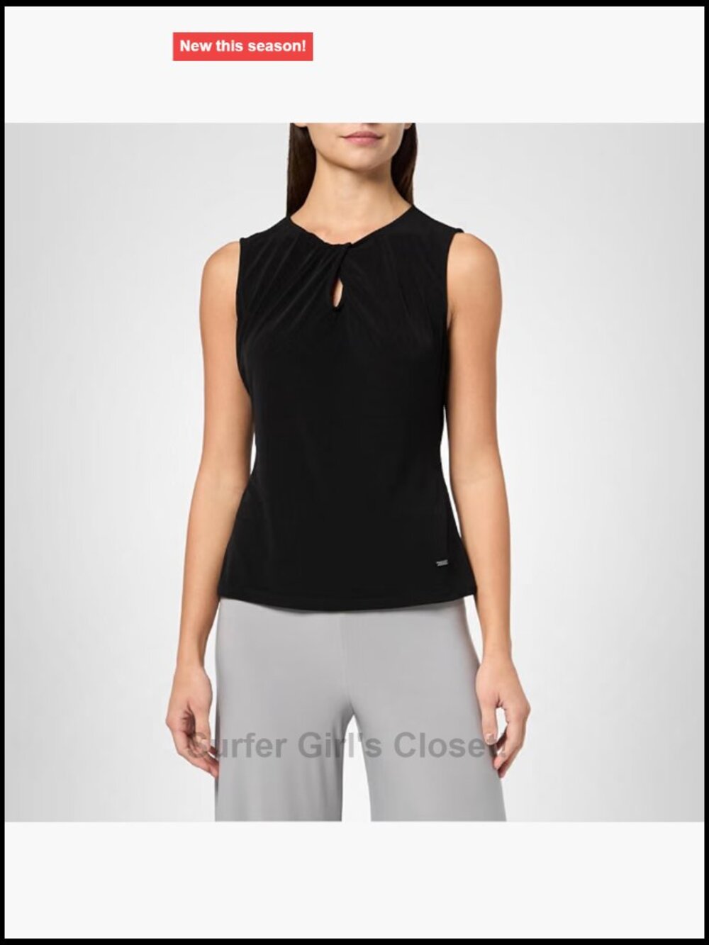 Sleeveless Keyhole Jersey Workwear Top Cotton Nylon Spandex